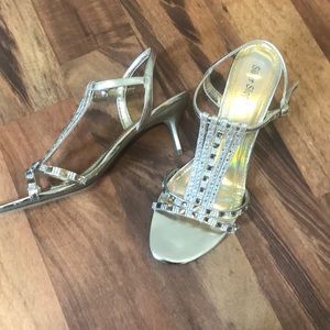 Gold Silver Slipper heels